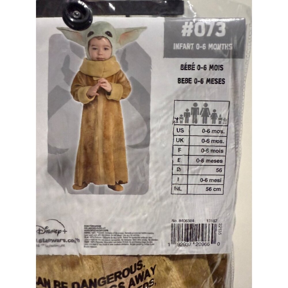 Star Wars Mandalorian GROGU costume Baby Infant 0-6 months NWT robe hood collar - Picture 4 of 7